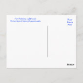 Salem MA Bay Fort Pickering Lighthouse Post Card Postkarte (Rückseite)