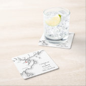 Salem MA Karte Elegante Schwarz-weiße Gastgeschenk Rechteckiger Pappuntersetzer (Vor Ort)