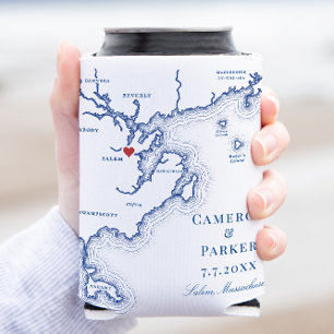 Salem MA Map Elegant Navy Blue Gastgeschenk Hochze Dosenkühler