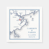 Salem MA Map Elegant Navy Blue Wedding Serviette (Vorderseite)