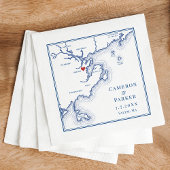 Salem MA Map Elegant Navy Blue Wedding Serviette