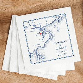 Salem MA Map Elegant Navy Blue Wedding Serviette