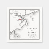 Salem MA Map Elegante Schwarz-Weiß-Hochzeit Serviette (Vorderseite)