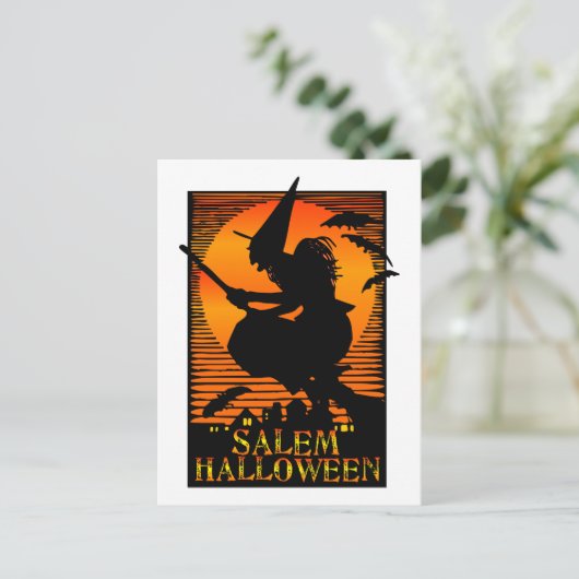 Salem MA Witch Postkarte (Stehend Vorderseite)
