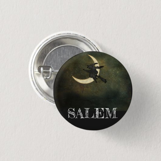 Salem Massachusetts Hexe über MondHalloween Button (Vorne & Hinten)