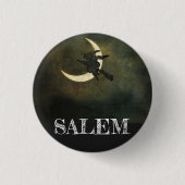 Salem Massachusetts Hexe über MondHalloween Button (Vorderseite)