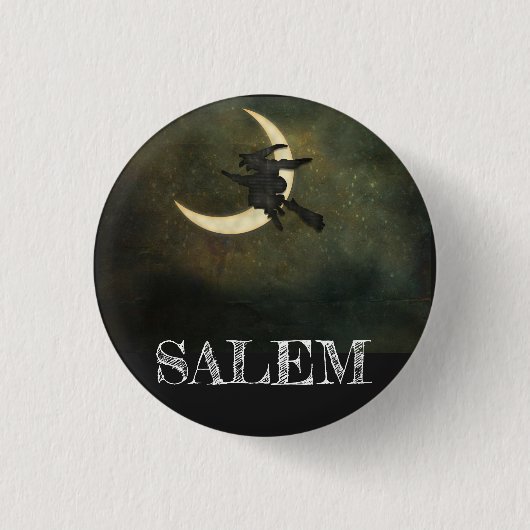 Salem Massachusetts Hexe über MondHalloween Button (Vorderseite)