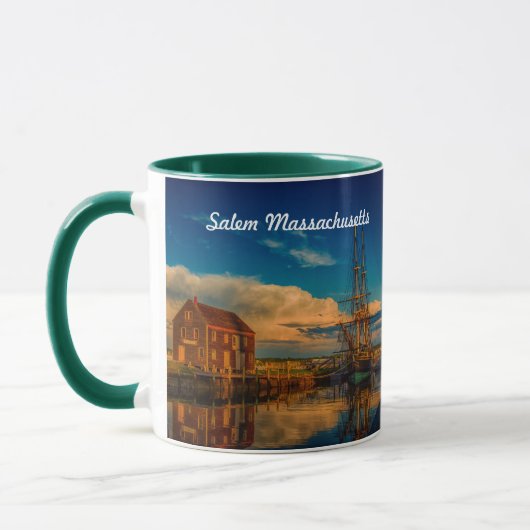 Salem Massachusetts mit Schiff und Roger Conant Tasse (Links)