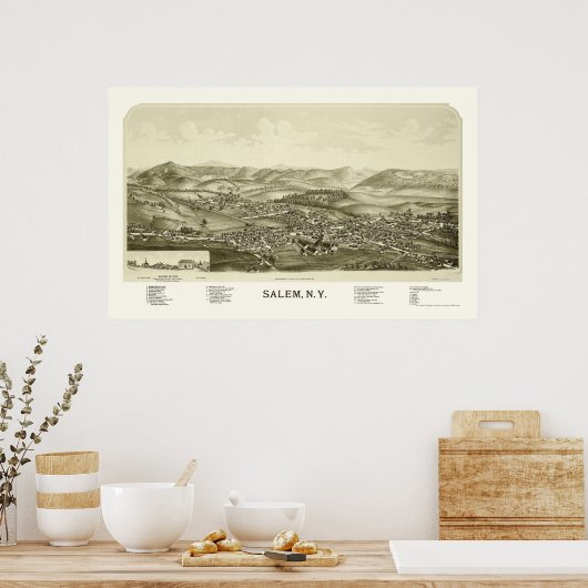 Salem, NY Panoramic Map - 1889 Poster (Küche)
