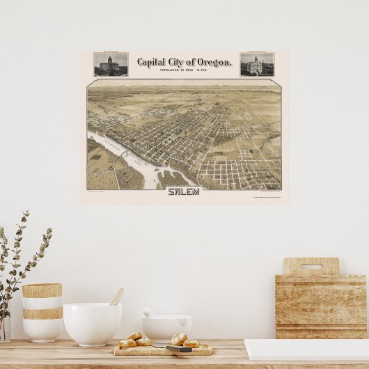Salem, OR Panoramablick - 1905 Poster (Küche)
