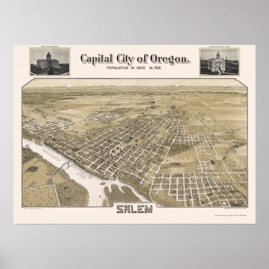 Salem, OR Panoramablick - 1905 Poster (Vorne)
