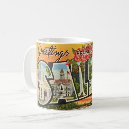 Salem Oregon Grüße Kaffeetasse (Vorderseite Links)