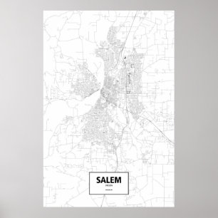Salem, Oregon (schwarz auf weiß) Poster
