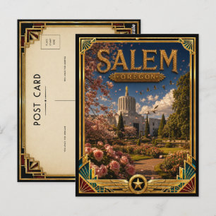 Salem Oregon Vintage Art Deco Golden Age Postkarte