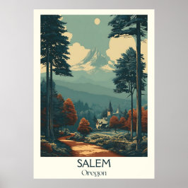 Salem Oregon Vintage Hauptstadt Forest Travel Poster