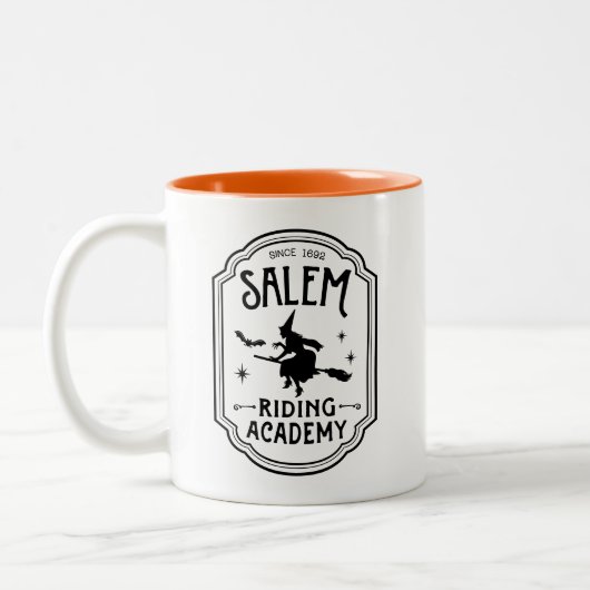 Salem Riding Academy Halloween Hexe Zweifarbige Tasse (Links)