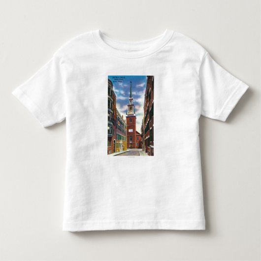 Salem-Straßen-Ansicht der alten Nordkirche Gbd Kleinkind T-shirt (Vorderseite)