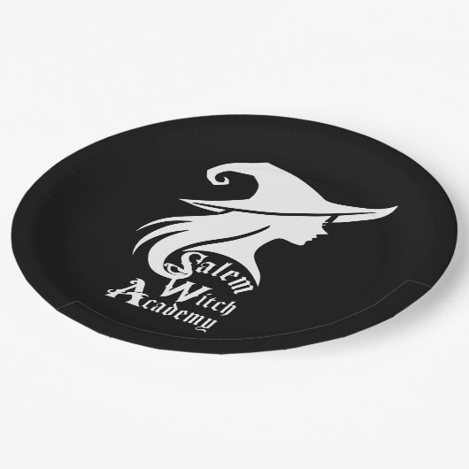Salem Witch Academy Wiccan Hexes Halloween-Party Pappteller (Schrägansicht)