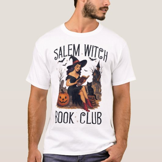 Salem Witch Book Club Bookween Black Cat T-Shirt (Vorderseite)