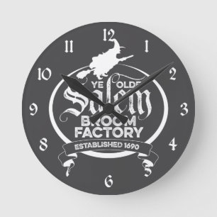 Salem Witch Broom Factory - lustig Vintag gotisch Runde Wanduhr