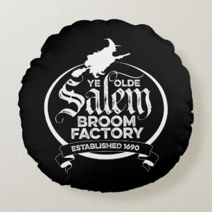 Salem Witch Broom Factory - lustig Vintag gotisch Rundes Kissen