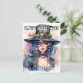 Salem Witch Illustration | Frohe Halloween Postkarte (Stehend Vorderseite)