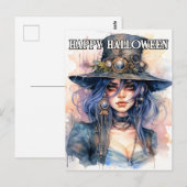 Salem Witch Illustration | Frohe Halloween Postkarte (Vorne/Hinten)
