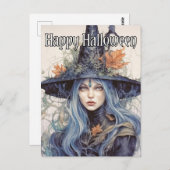 Salem Witch Illustration Happy Halloween Postkarte (Vorne/Hinten)