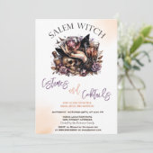 Salem Witz Kostüme & Cocktail Halloween Einladung (Stehend Vorderseite)