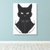 Salems verzauberte schwarze Katze Leinwanddruck (Insitu (Holzboden))