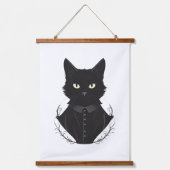 Salems verzauberte schwarze Katze Wandteppich Mit Holzrahmen (Vorderseite)