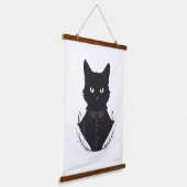 Salems verzauberte schwarze Katze Wandteppich Mit Holzrahmen (Gewinkelt)