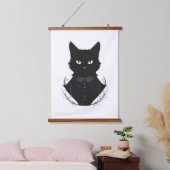 Salems verzauberte schwarze Katze Wandteppich Mit Holzrahmen (Schlafzimmer)
