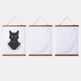 Salems verzauberte schwarze Katze Wandteppich Mit Holzrahmen