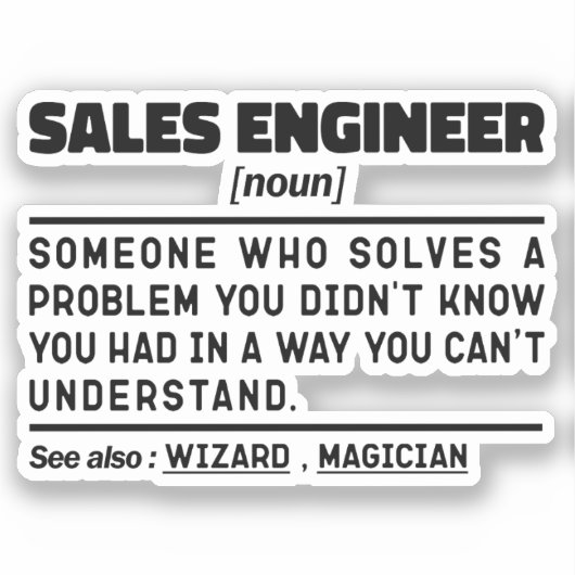 Sales Engineer Noun Finance Employee Sarcasm Aufkleber (Vorderseite)