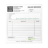 Sales Invoice Receipt | Company / Business Logo Notizblock (Vorderseite)