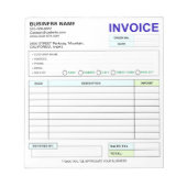 Sales Invoice Receipt | Company / Business Name Notizblock (Vorderseite)