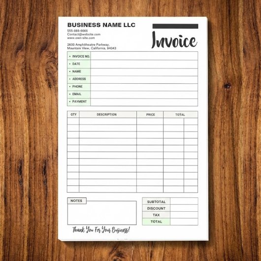 Sales Invoice Receipts, Small Business Payment Pad Post-it Klebezettel
