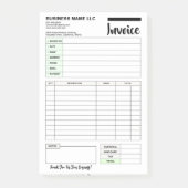 Sales Invoice Receipts, Small Business Payment Pad Post-it Klebezettel (Vorderseite)