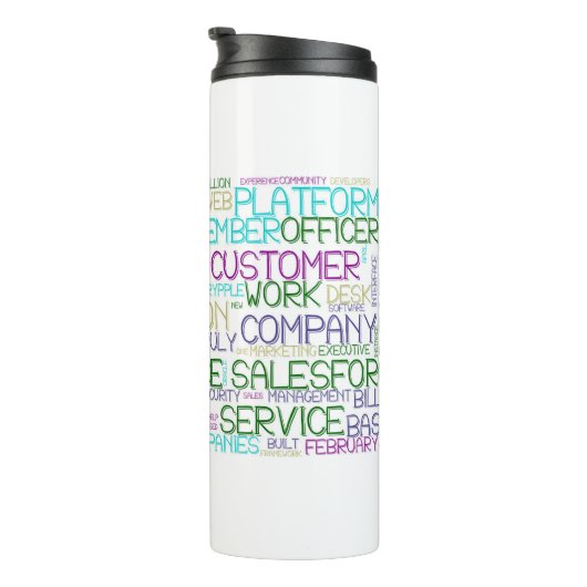 Salesforce Word Cloud Thermal Tumbler Thermosbecher (Nach rechts gedreht)