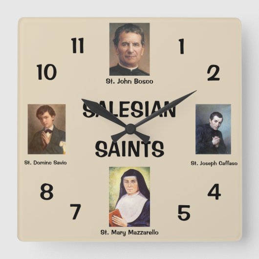 Salesian Saints Wall Clock Quadratische Wanduhr (Vorderseite)