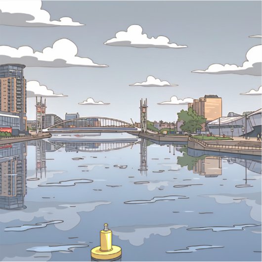 Salford Quays Ansicht Aufkleber (Vorderseite)