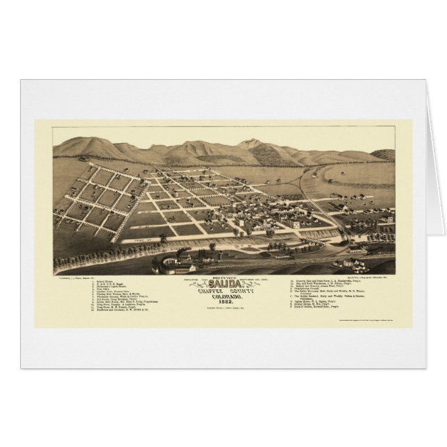 Salida, panoramische Karte Co - 1882 (Vorderseite (Horizontal))