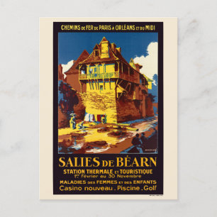 Salies-de-Béarn France Vintage Poster 1931 Postkarte