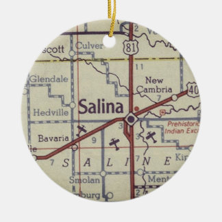 Salina Kansas Vintag Map Keramik Ornament