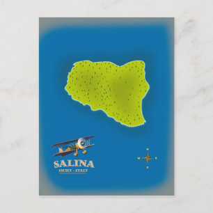 Salina, Sizilien Karte Reiseplakat Karte