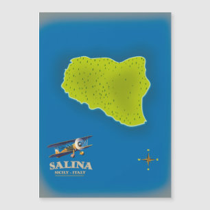 Salina, Sizilien Reiseplakatkarte Magnetkarte