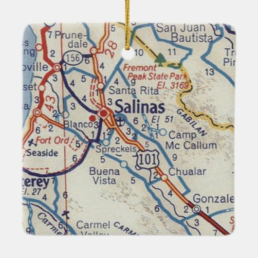 Salinas CA 50's Map Keramikornament (Rückseite)