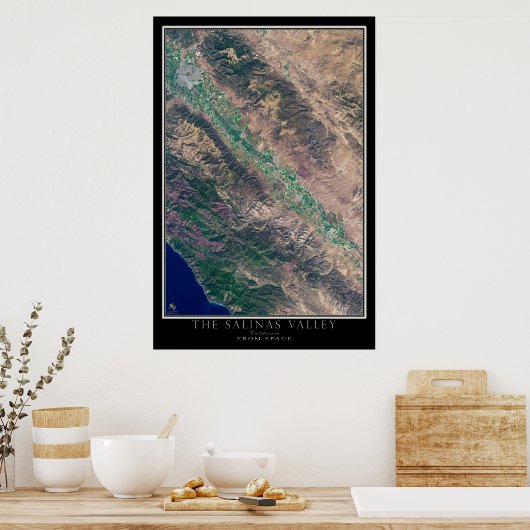 Salinas Valley California Satelliten-Poster-Karte Poster (Küche)