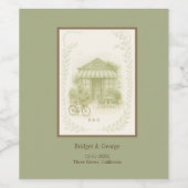 Salingrün, romantische Hochzeit Weinetikett (Einzelnes Label)